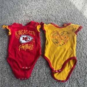 NFL Chiefs 3-6 month Red and Yellow Girls One Pieces